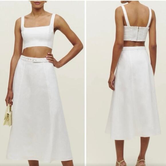 Reformation Cole Two Piece Set Linen Skirt+Top size 10 - Picture 1 of 8
